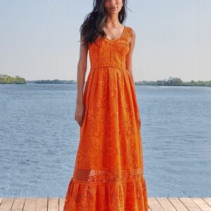 Farm Rio Guipure Sleeveless Maxi Dress